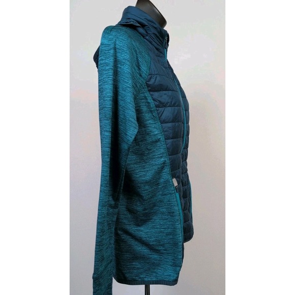 Eddie Bauer Womens Quilted Jacket Primaloft Hybrid Hidden Hood Teal Sz M - Picture 4 of 9